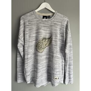 Adidas Red Wings NHL Space Dye Sweater Knit Top Women XL Gray Lounge Pullover